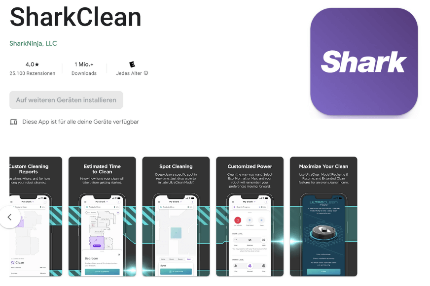 Die SharkClean App steht im App Store zum Download zur Verfügung.